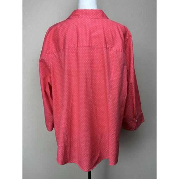 Lane Bryant Sz 28 Top Blouse Stretch V-Neck Button Up 3/4 Sleeve Career Classic - Picture 6 of 15